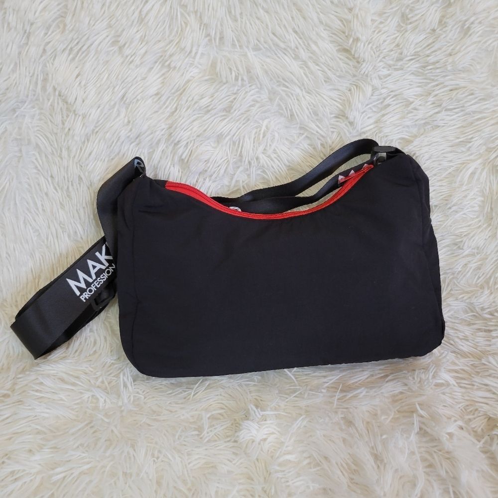 Make Up Forever Makeup Cosmetics Adjustable Over the Shoulder Zipper Black Bag - Picture 9 of 9